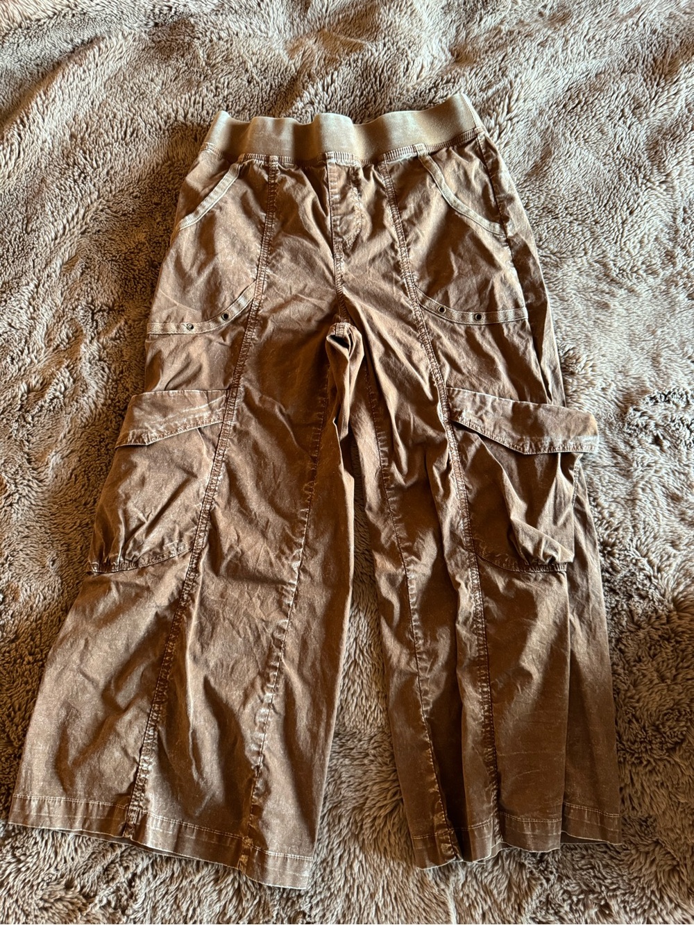Women's Brown Cargo Wide-Leg Pants